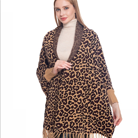 Leopard Shawl Wrap with Sleeves. ‼️ SOLD ‼️ - Picture 1 of 2